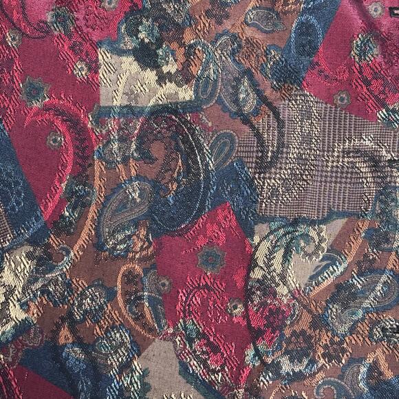 90s Plus Size Vintage 3X Jacquard Patchwork Vest Burgundy Paisley Statement - Picture 5 of 7
